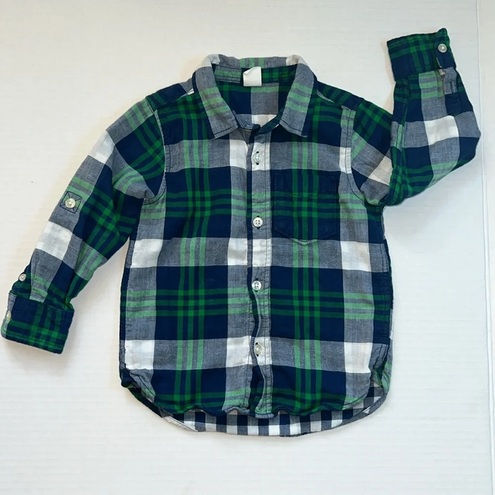 babyGAP Double-Weave Convertible Plaid Shirt - 3